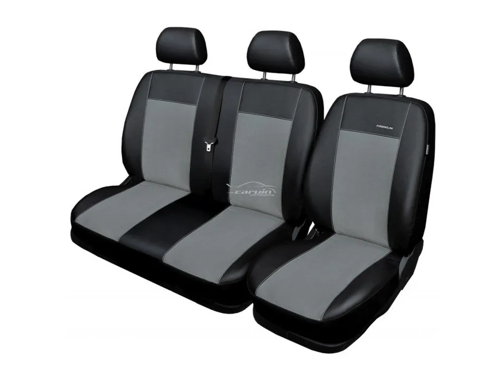 Autopotahy Ford Transit Custom, 3 místa, r. v. 2012-2023, Eco kůže + alcantara šedé Finální Výprodej